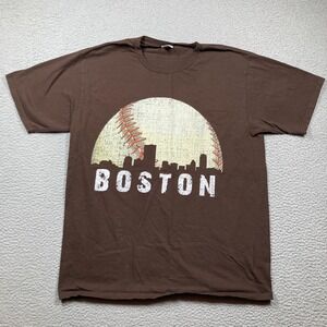 Boston Red Sox Baseball T Shirt Adult Large Brown Short Sleeve MLB Baseball